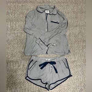Abercrombie grey & white striped pajama set